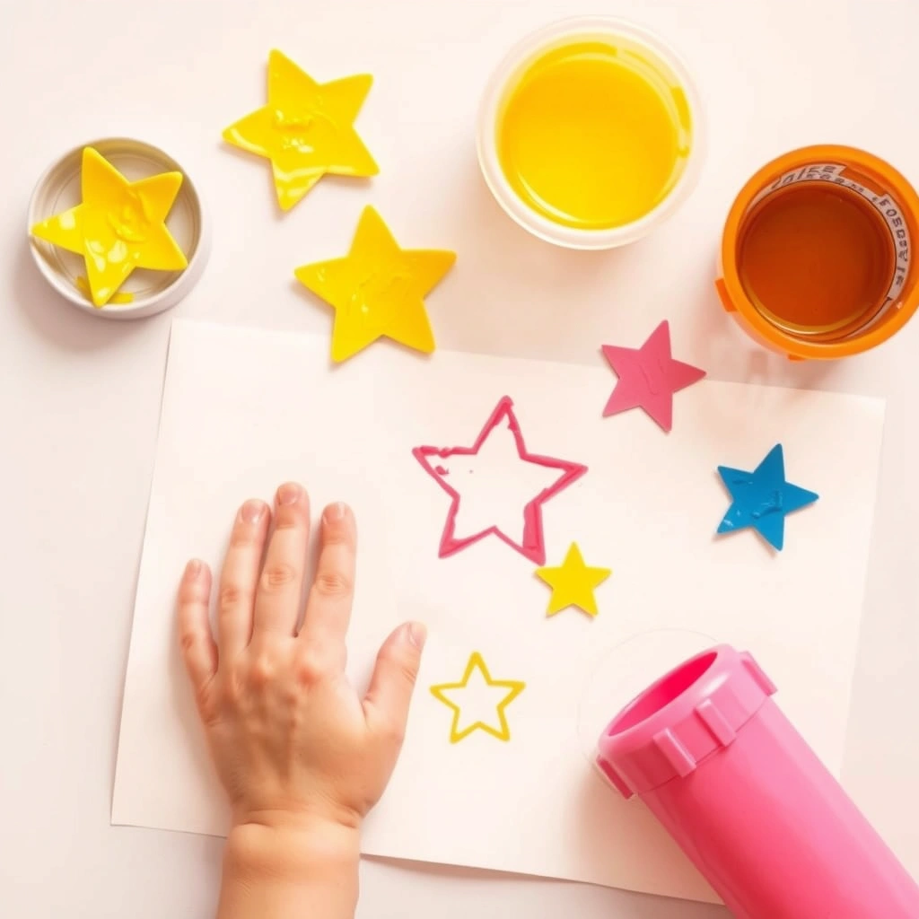 Przykład odbijania gwiazdki farbą - Materiały - Andrzejki