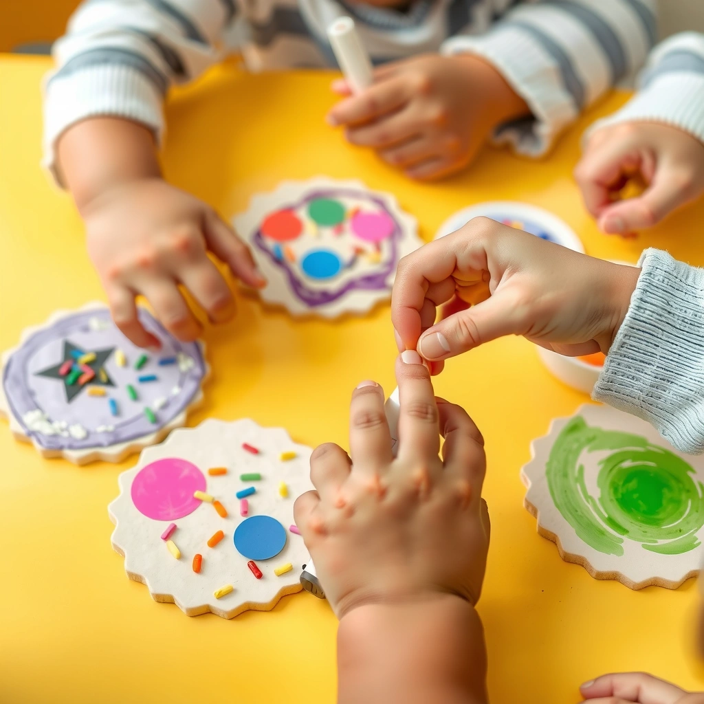 Dłonie dzieci podczas dekorowania - Materiały - Ciasteczka