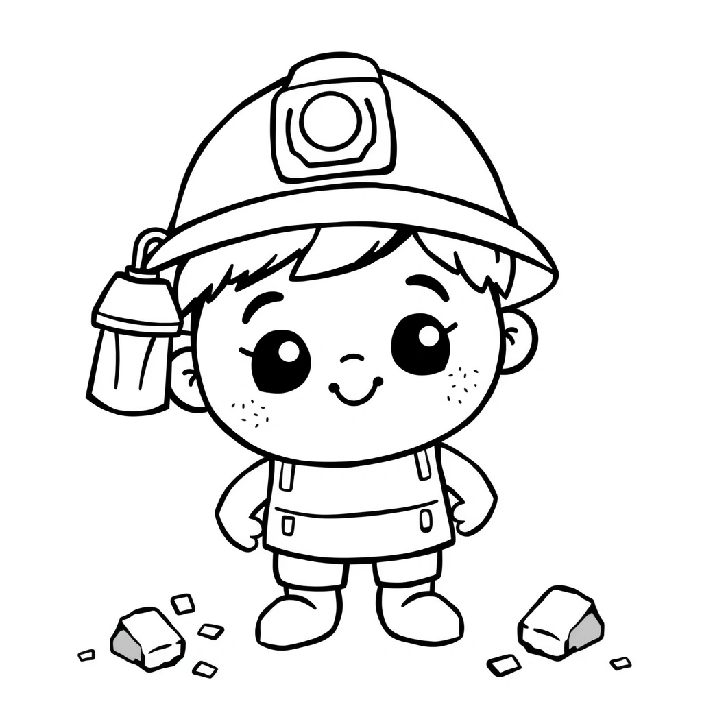 Kolorowanka — Górnik z czapką do kolorowania - Kolorowanki - Górnik