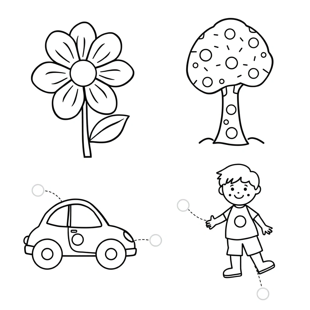 Kolorowanka z miejscami na guziki - Kolorowanki - Guziki