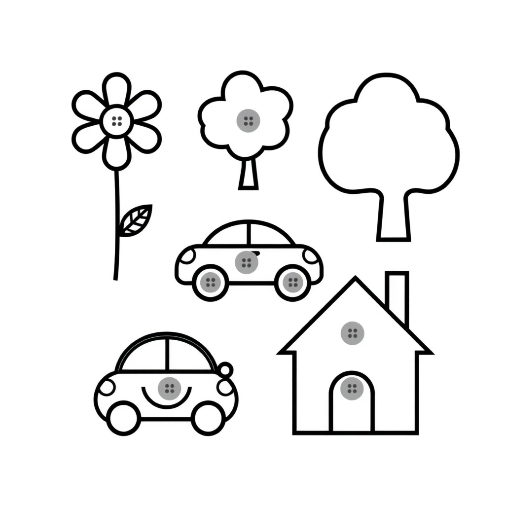 Szablony kształtów do przyklejania guzików - Szablony - Guziki