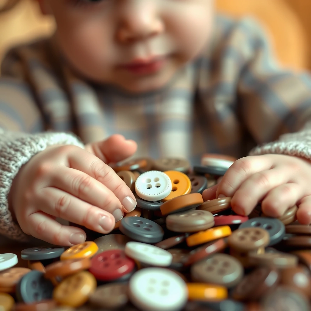 Zdjęcie aktywności sensorycznej — dotykanie guzików - Materiały - Guziki