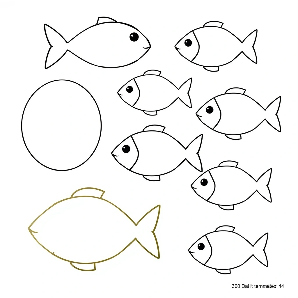 Szablon elementów rybki (A4) - wycinanki - Szablony - Ryby