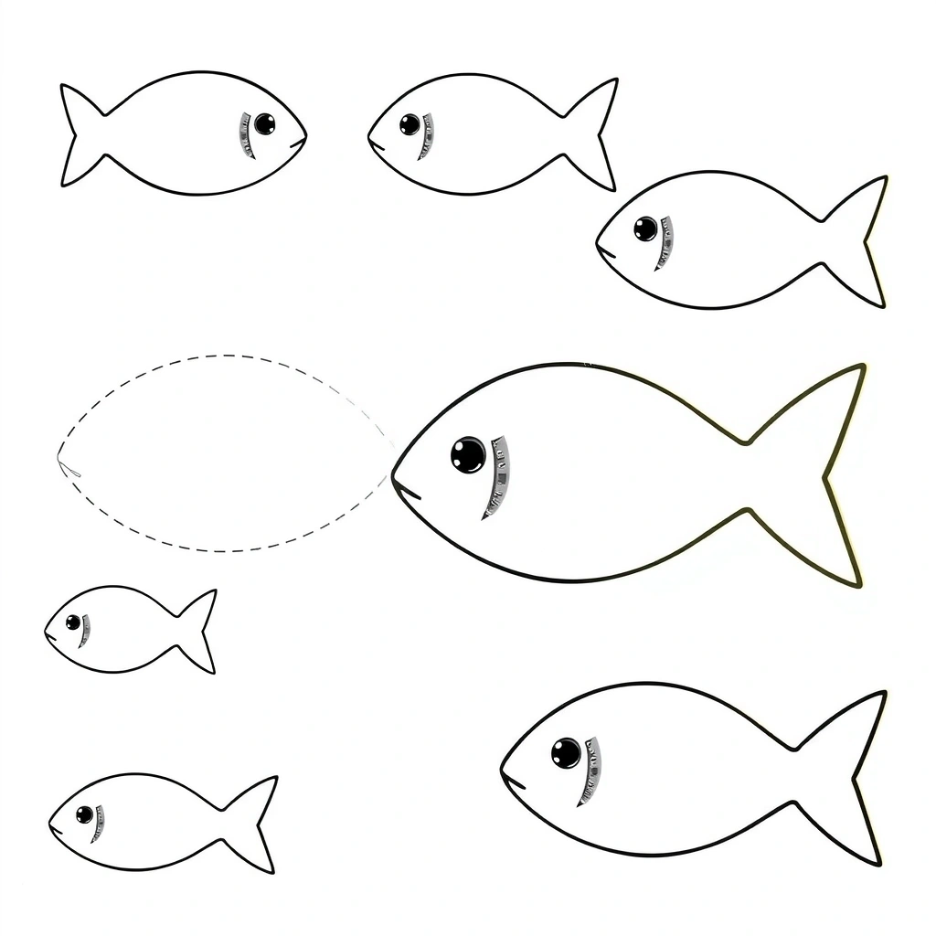 Szablon elementów rybki (A4) - wycinanki - Szablony - Ryby