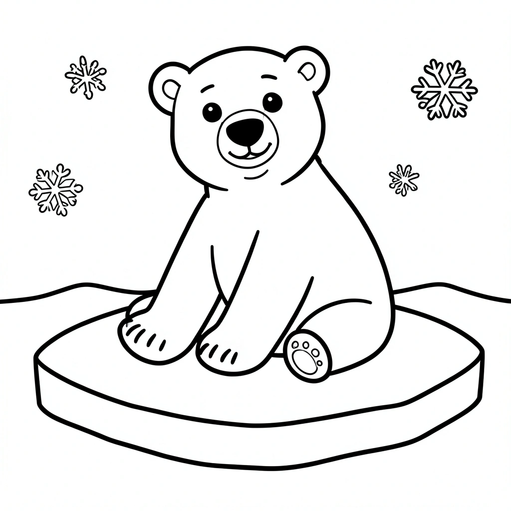 Kolorowanka — miś polarny na kry - Kolorowanki - Dzień Niedźwiedzia Polarnego