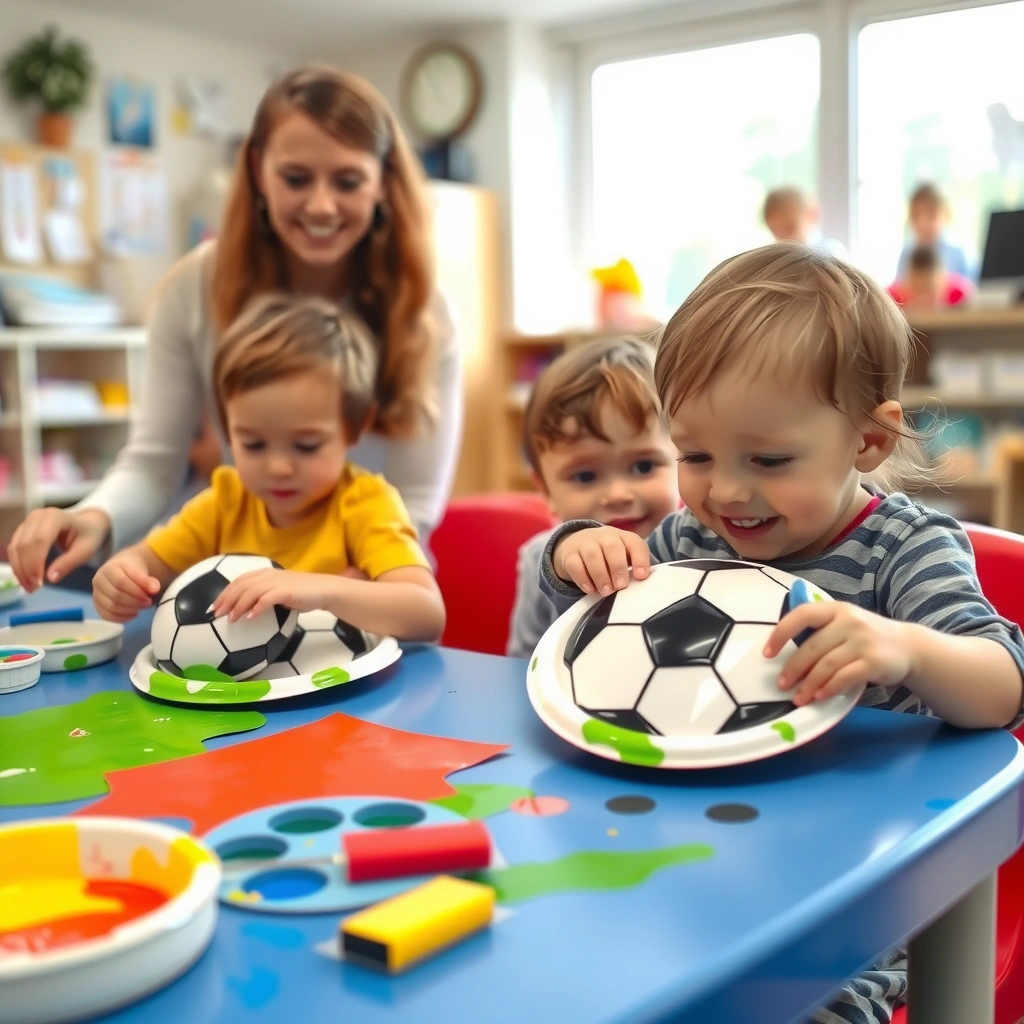 Zdjęcie sceniczne: dzieci malujące piłki - Materiały - Futbol