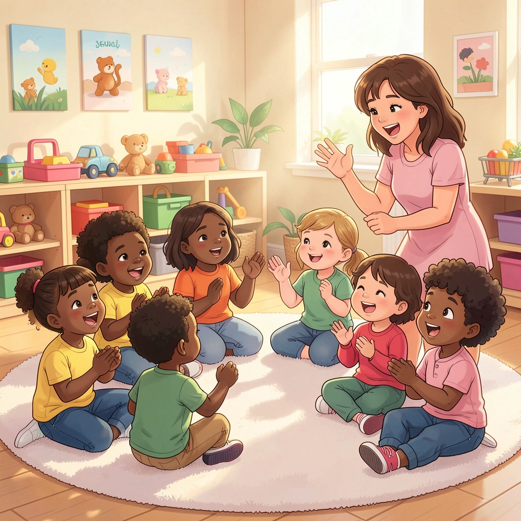 Dzieci śpiewają w kole - Materiały - Dzień Niedźwiedzia Polarnego