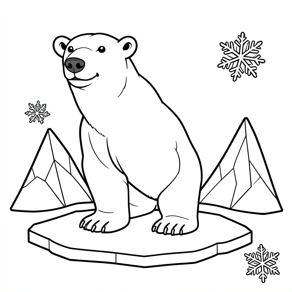 Kolorowanka: niedźwiedź polarny (proste kontury) - Kolorowanki - Dzień Niedźwiedzia Polarnego