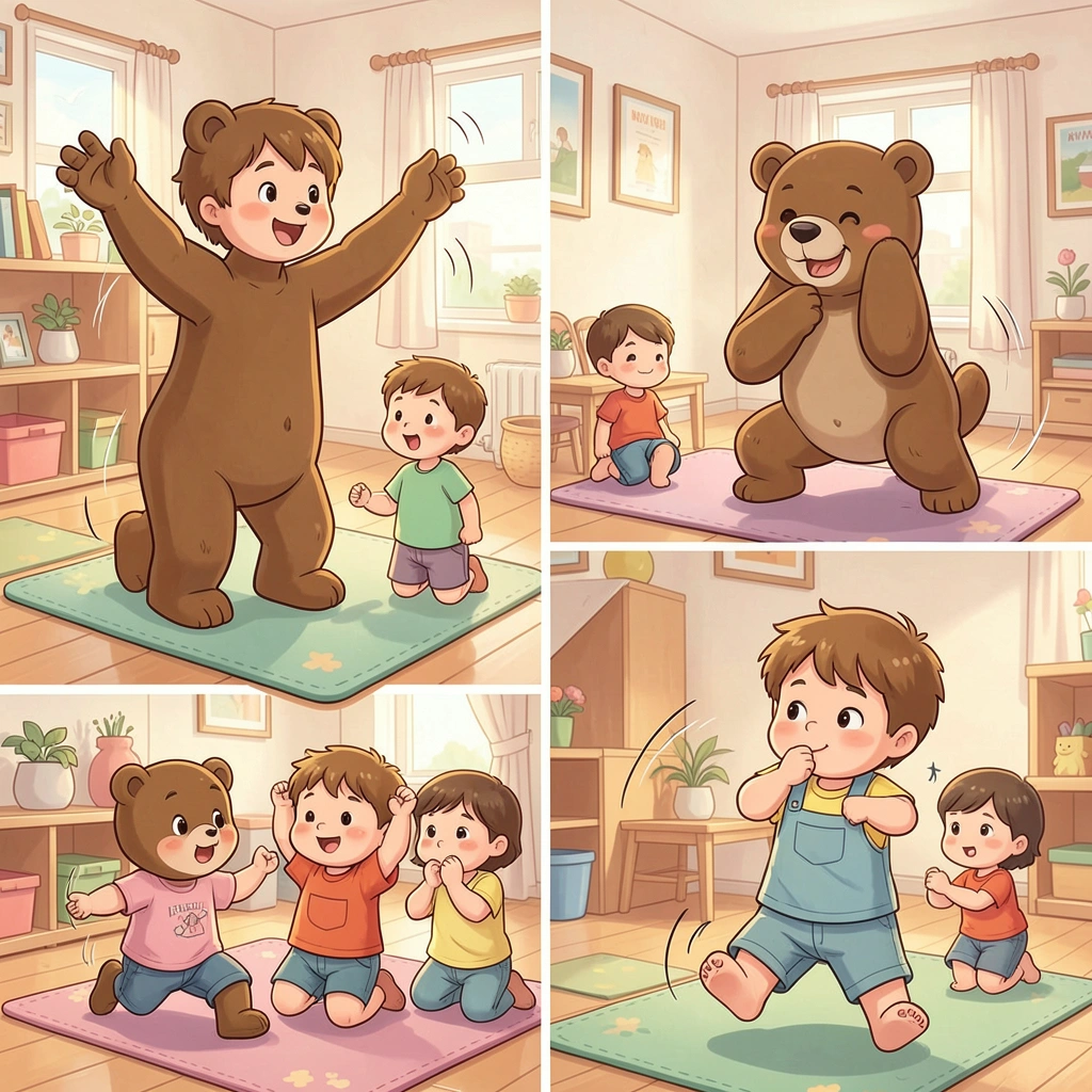 Rozgrzewka - "Niedźwiadek budzi się" - Materiały - Dzień Niedźwiedzia Polarnego