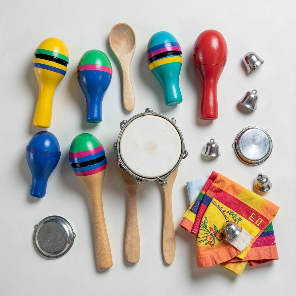 Zestaw instrumentów rytmicznych (fotografia z góry) - Materiały - Dzień Niedźwiedzia Polarnego