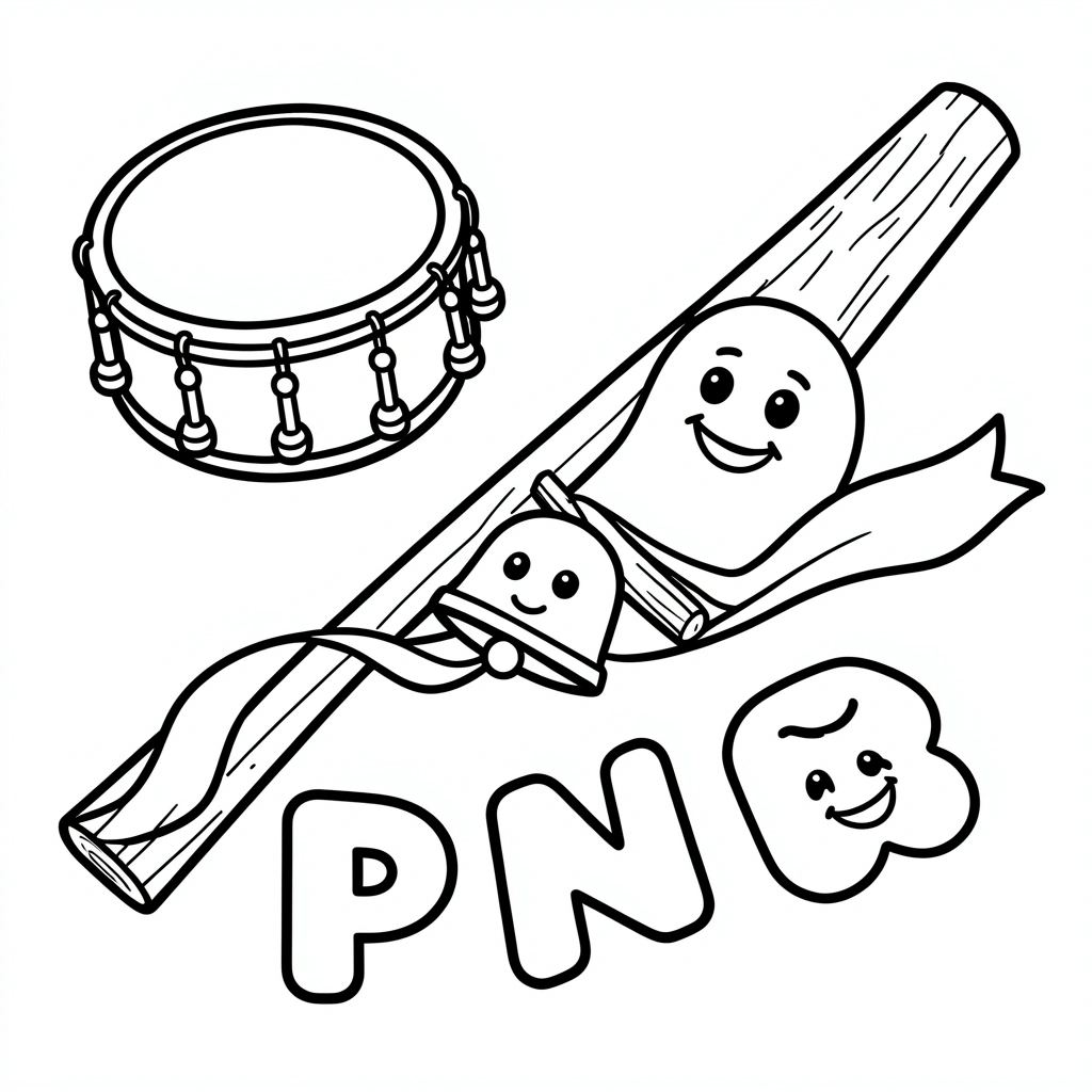 Kolorowanka — instrumenty i litery - Kolorowanki - Dzień Pisarza