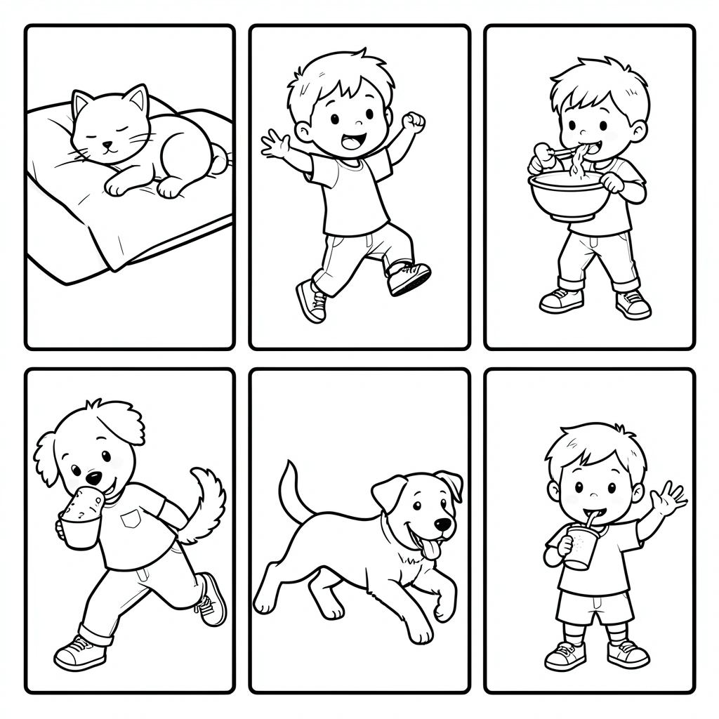 Kolorowanki — co robi (linie) - Kolorowanki - Dzień Gramatyki