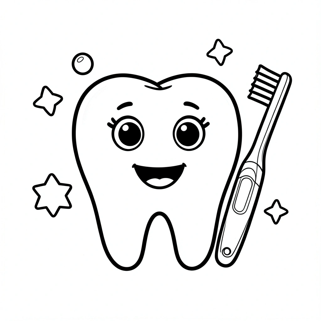 Kolorowanka — uśmiechnięty ząbek - Kolorowanki - Dzień Dentysty