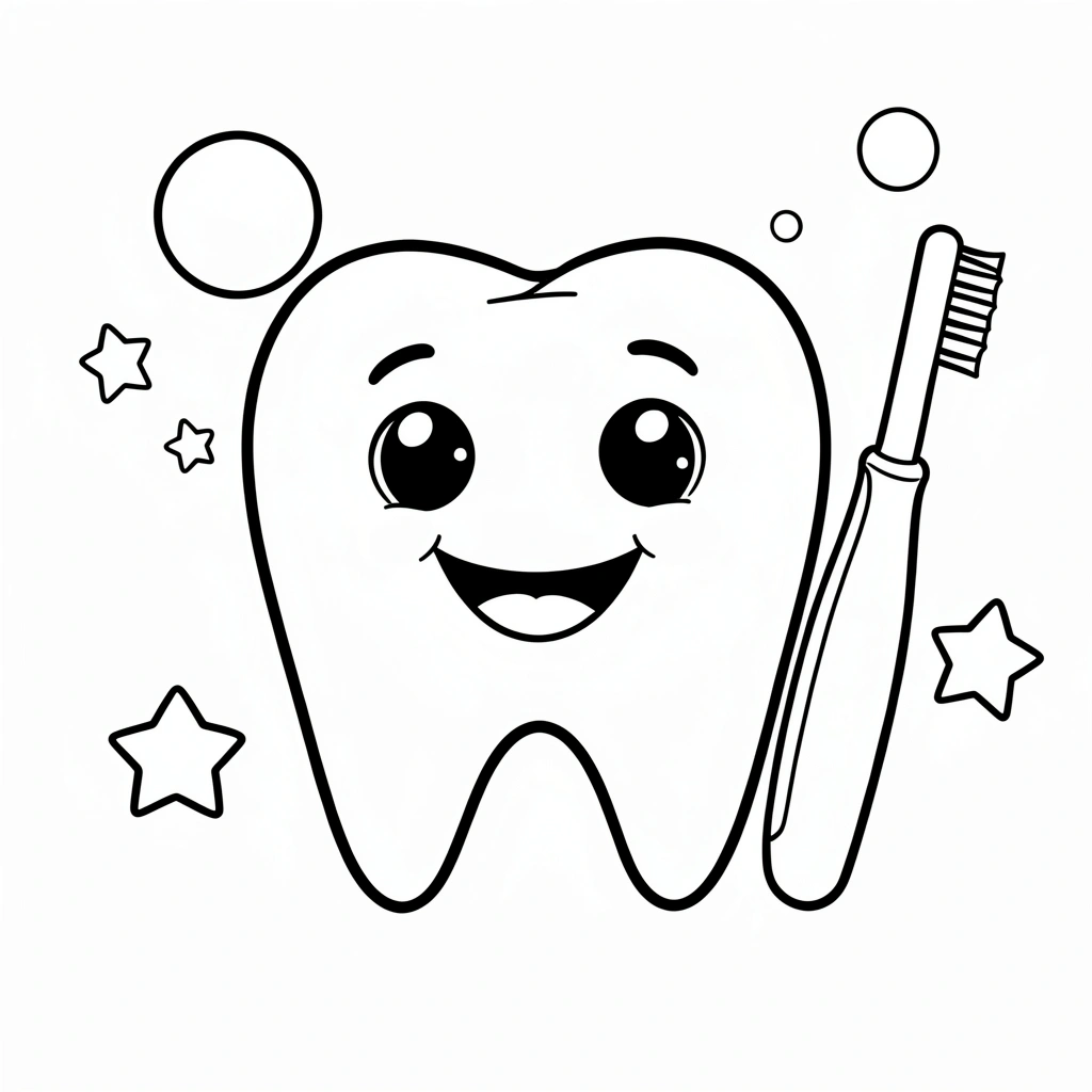 Kolorowanka — uśmiechnięty ząbek - Kolorowanki - Dzień Dentysty