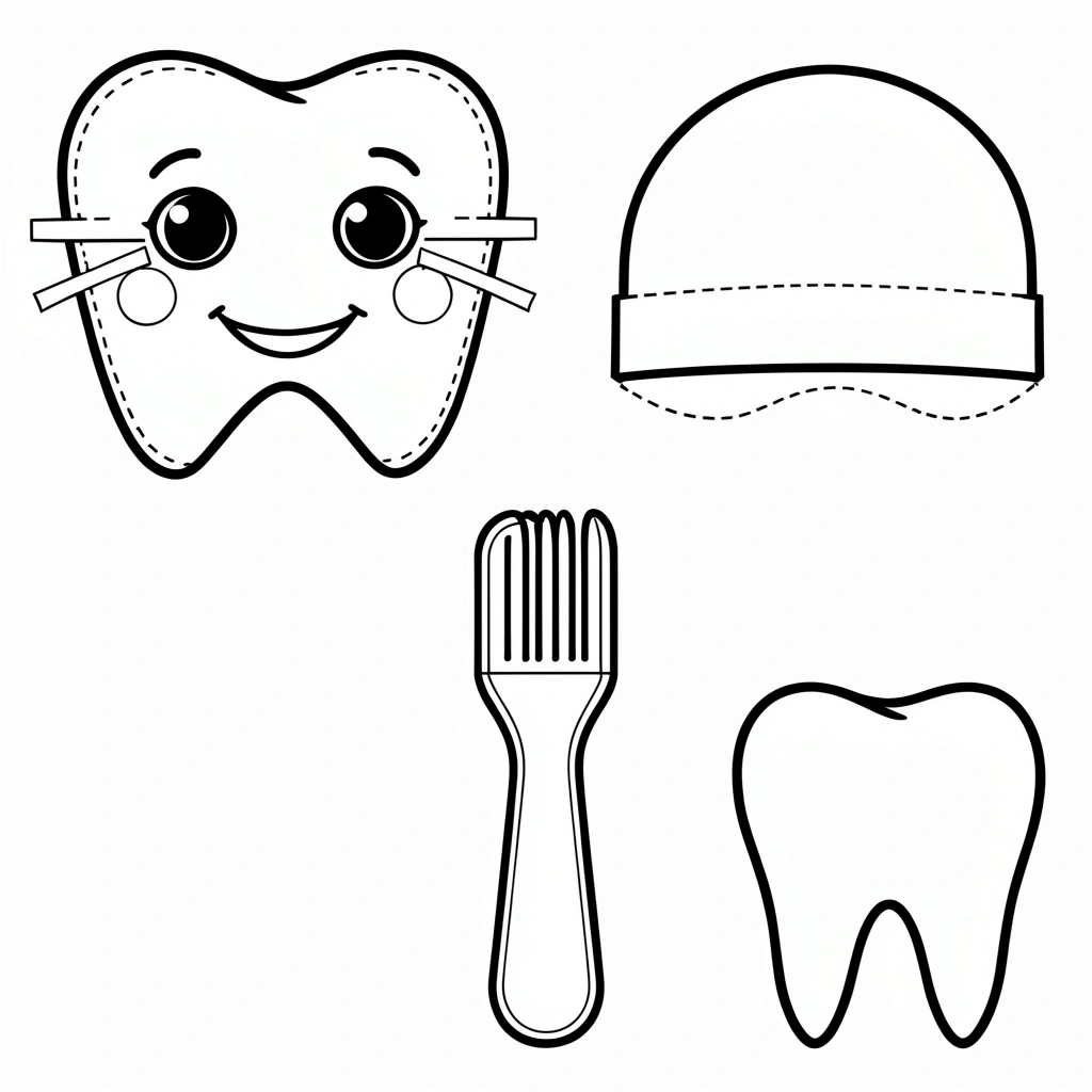Maski i proste rekwizyty papierowe - Szablony - Dzień Dentysty