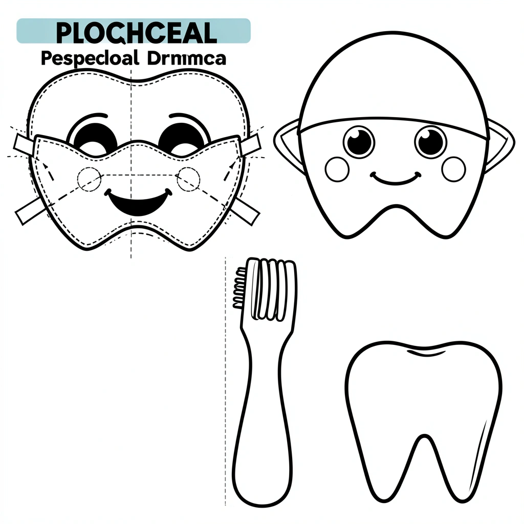 Maski i proste rekwizyty papierowe - Szablony - Dzień Dentysty