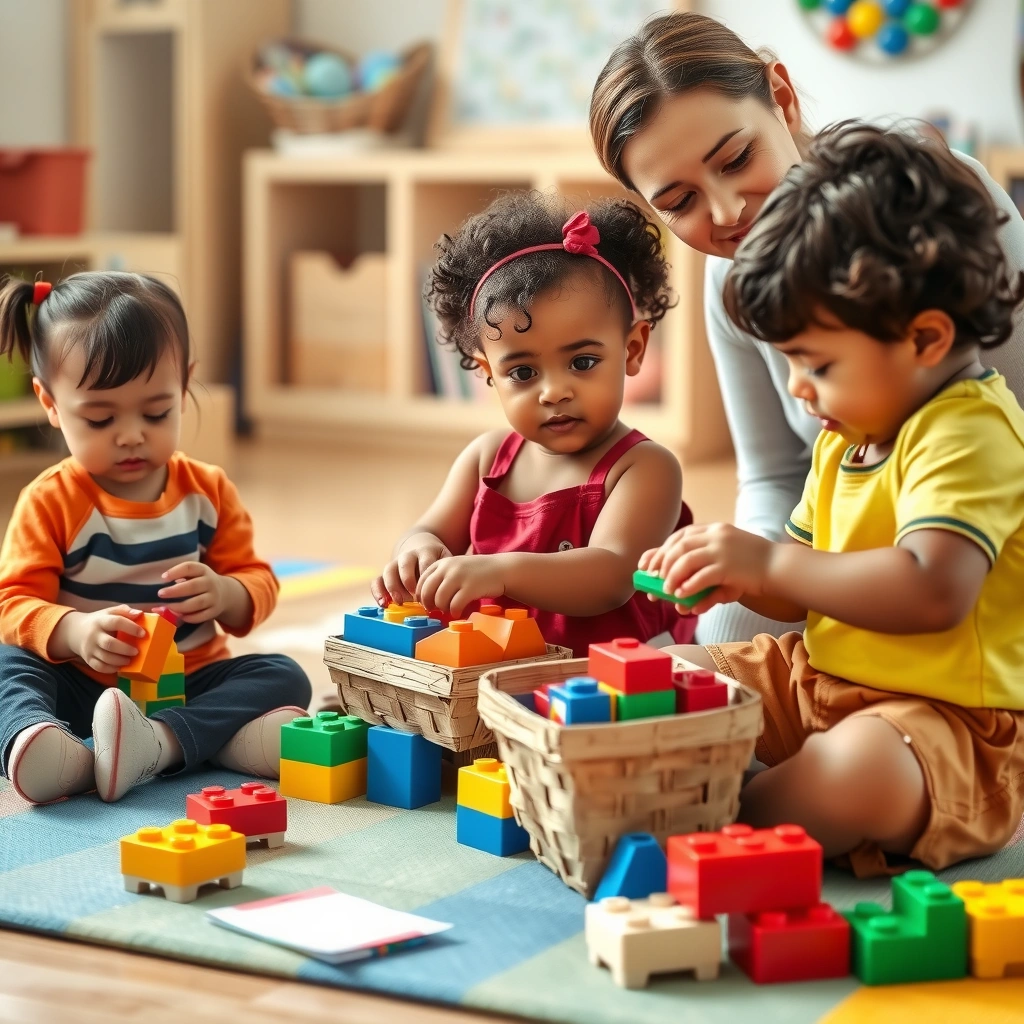 Zdjęcie: Dzieci budujące z DUPLO (scena grupowa) - Materiały - Klocki LEGO