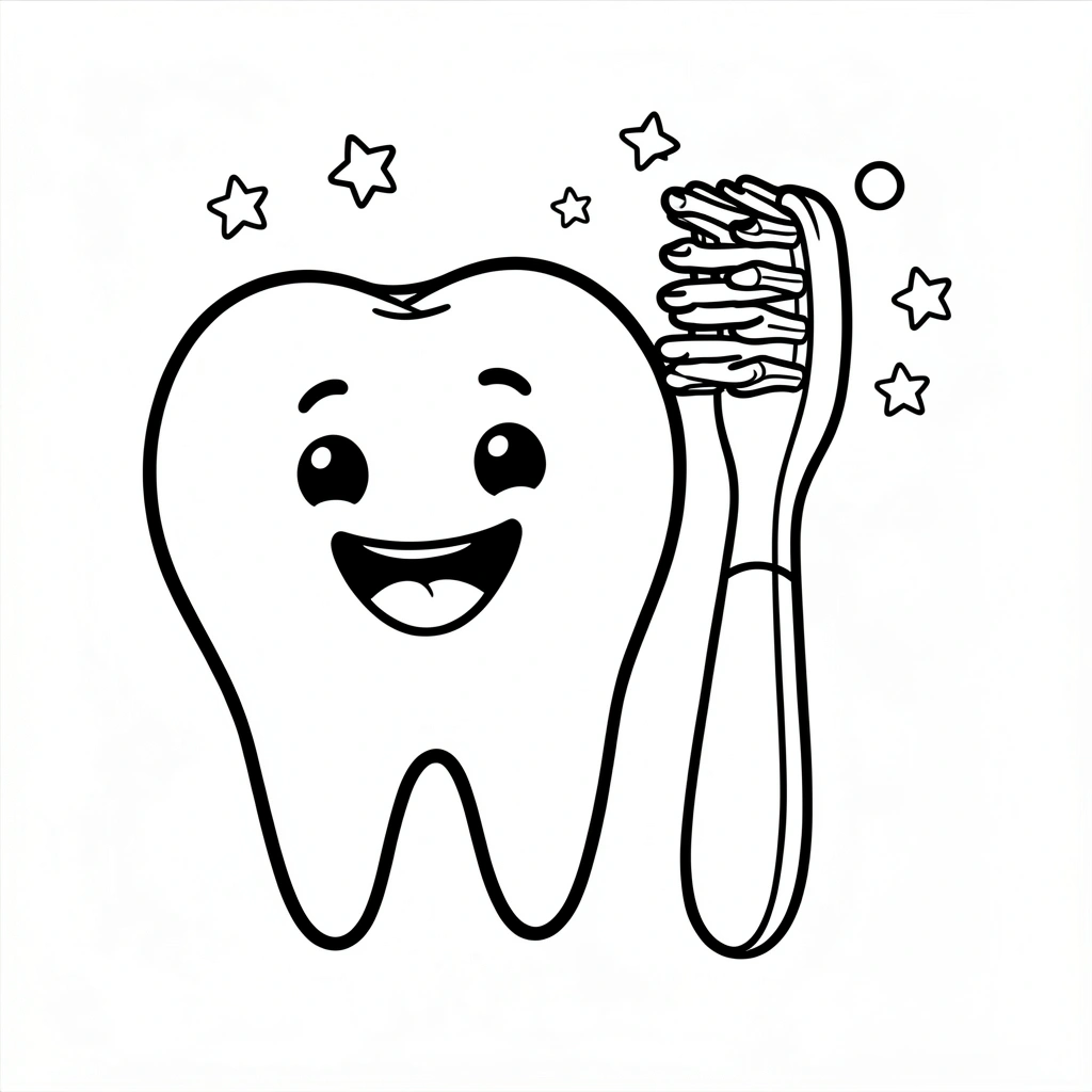 Kolorowanka — Ząbek i szczoteczka - Kolorowanki - Dzień Dentysty