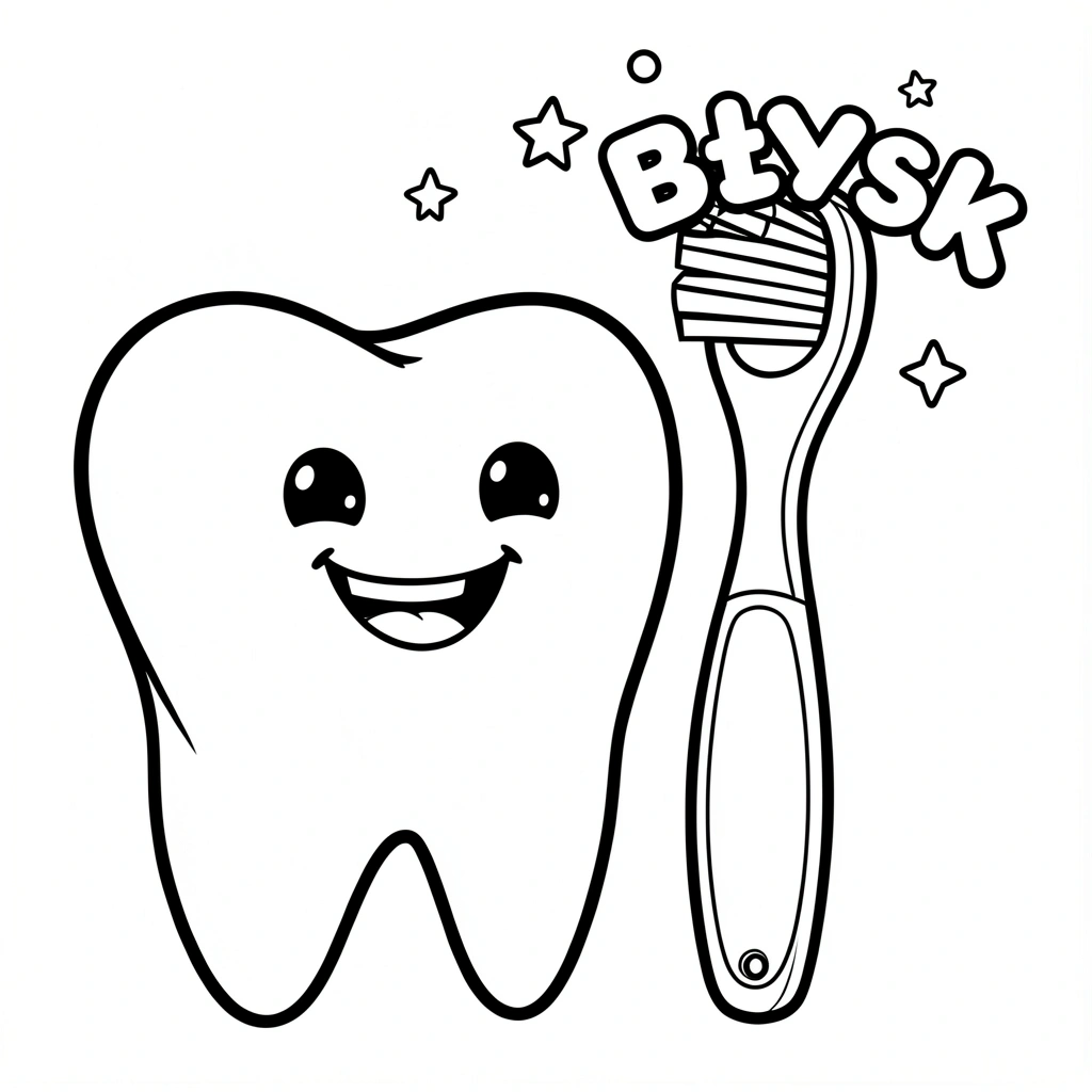 Kolorowanka — Ząbek i szczoteczka - Kolorowanki - Dzień Dentysty