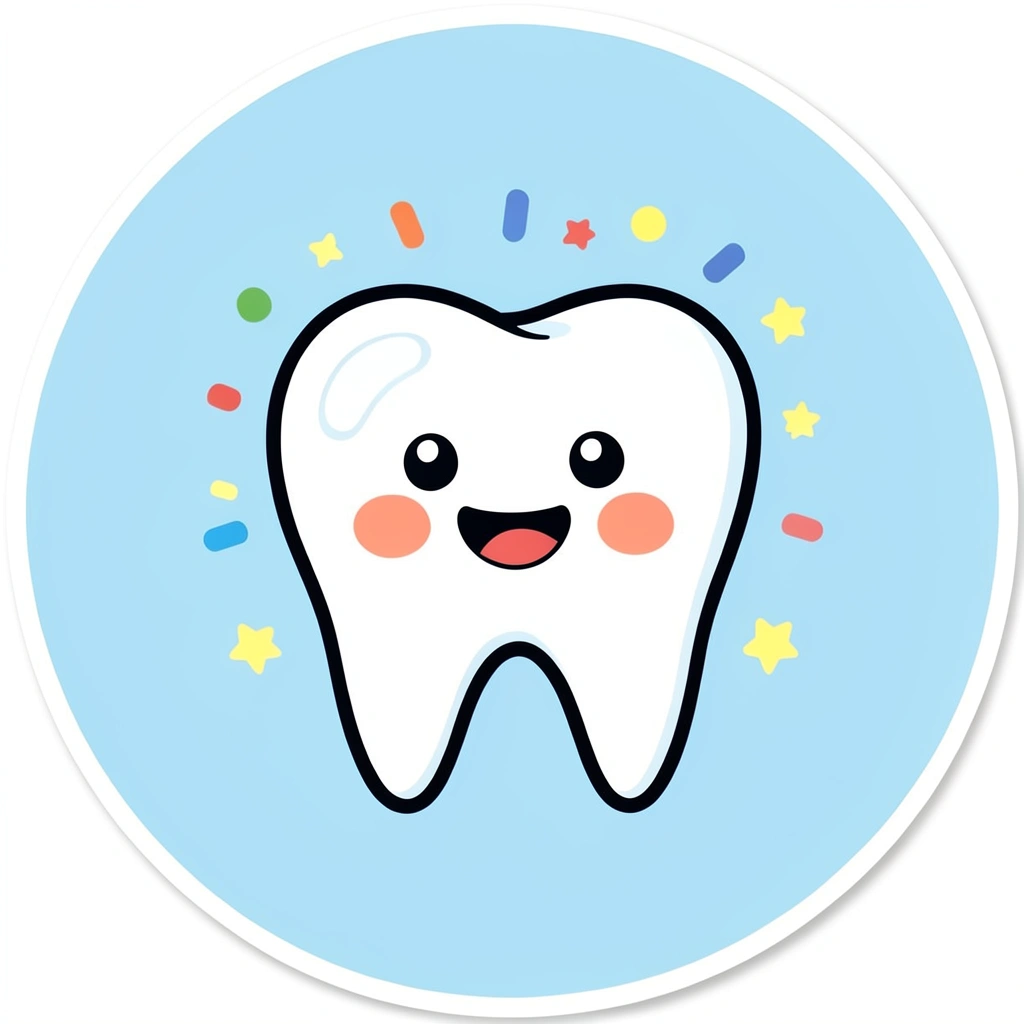 Naklejka pochwały — okrągła z Ząbkiem - Materiały - Dzień Dentysty