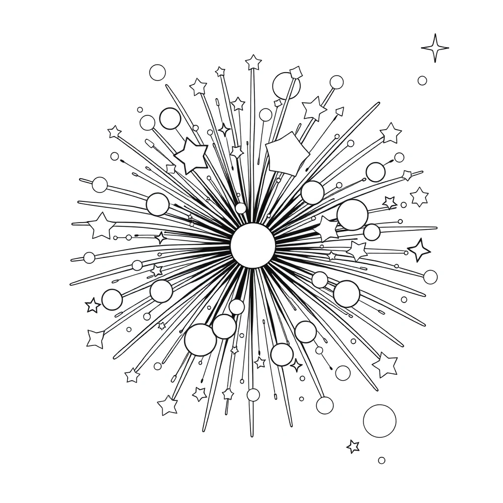 Kolorowanka — fajerwerk dla maluszków - Kolorowanki - Sylwester