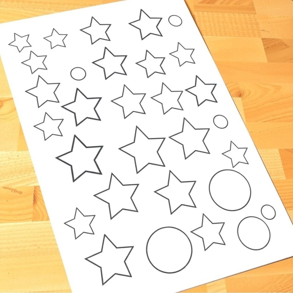Szablon naklejek — arkusz gwiazdek i kółek - Szablony - Sylwester