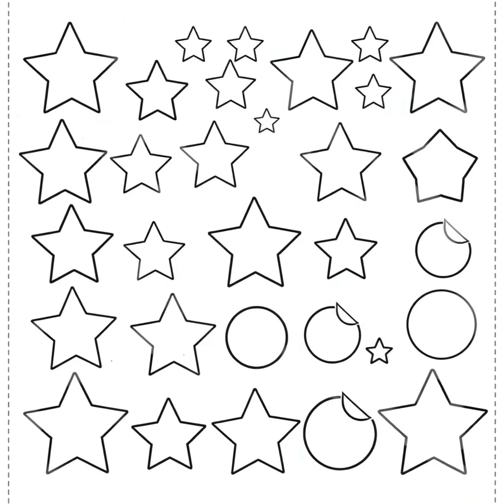 Szablon naklejek — arkusz gwiazdek i kółek - Szablony - Sylwester