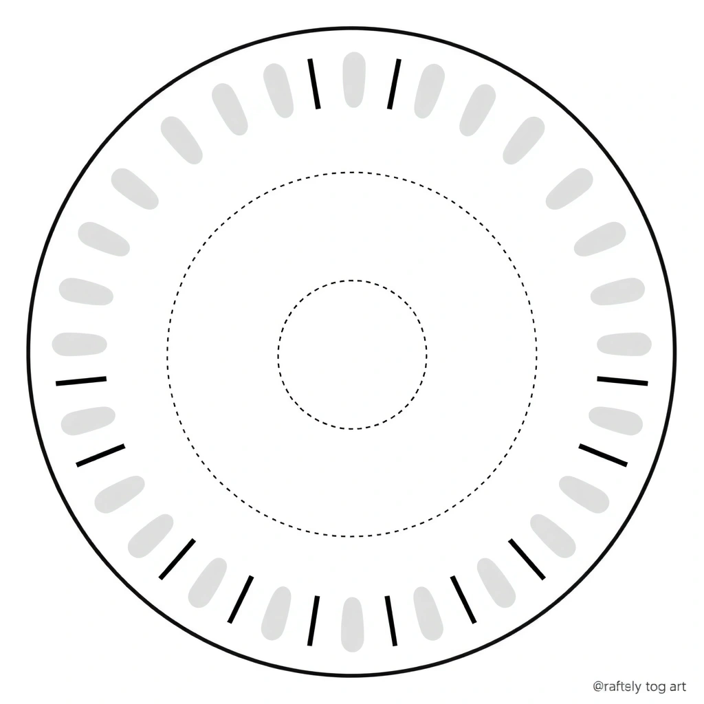 Szablon — papierowy talerzyk / okrąg z pomocnymi liniami - Szablony - Sylwester