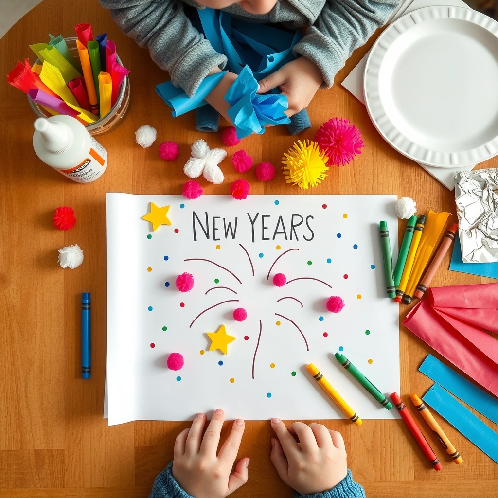 Zdjęcie: materiały przygotowane na stoliku - Materiały - Sylwester