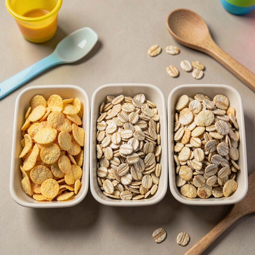 Stacja sensoryczna — miski z płatkami (zbliżenie) - Materiały - Dzień Płatków Śniadaniowych