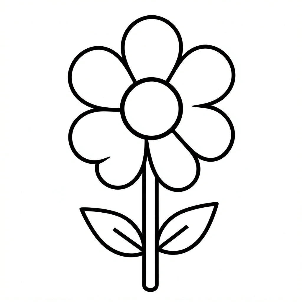 Kolorowanka: prosty kwiatek - Kolorowanki - Dzień Kobiet