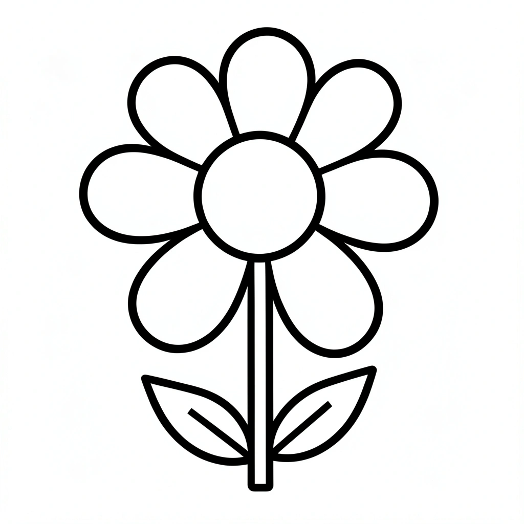 Prosta kolorowanka — duży kwiat dla maluszków - Kolorowanki - Dzień Kobiet
