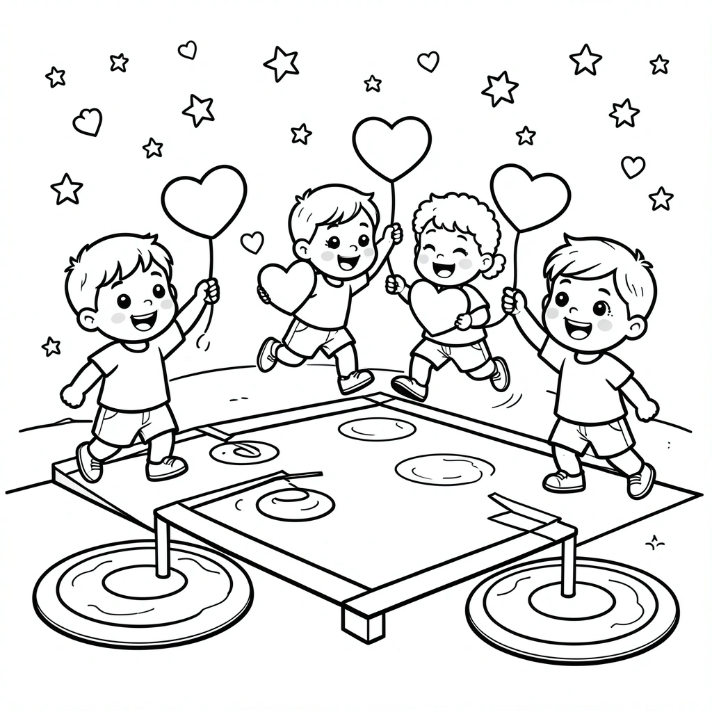 Kolorowanka — Dzieci z prezentami - Kolorowanki - Dzień Mężczyzn