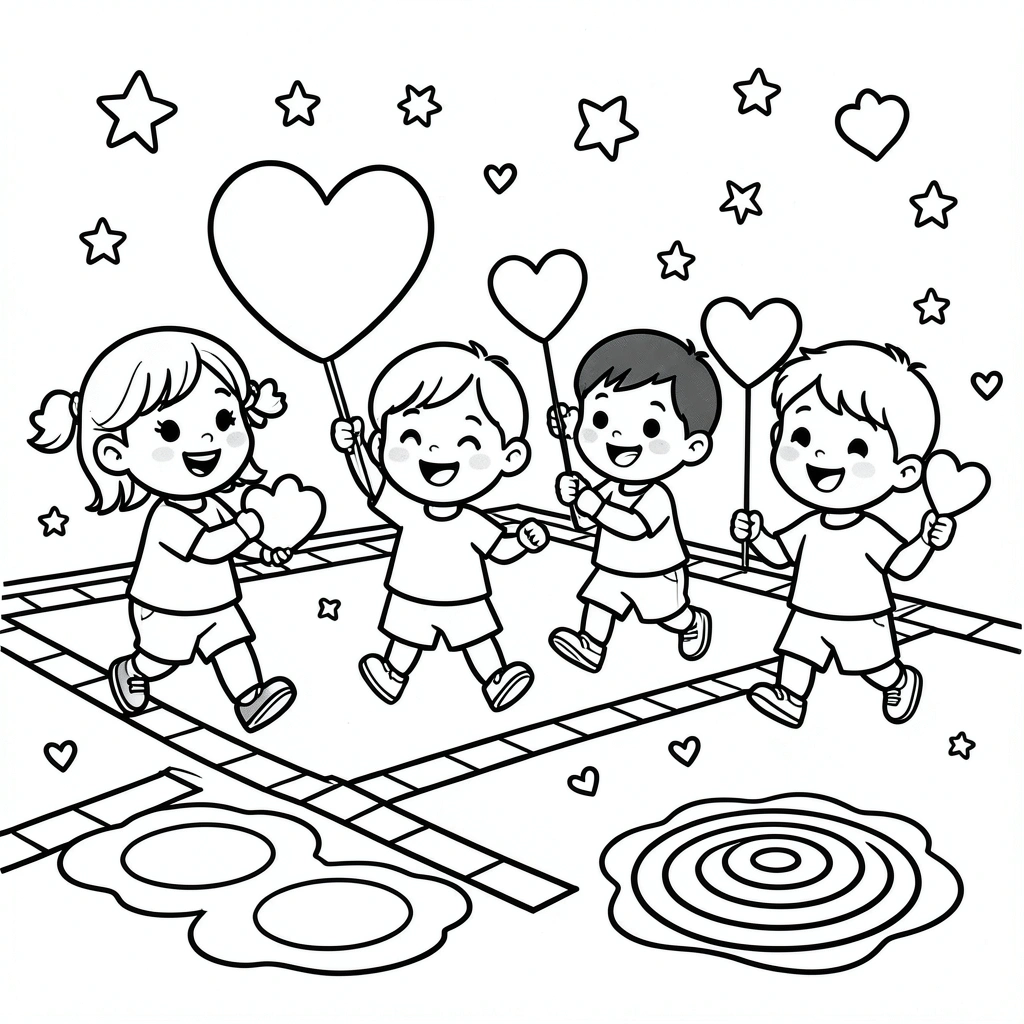 Kolorowanka — Dzieci z prezentami - Kolorowanki - Dzień Mężczyzn