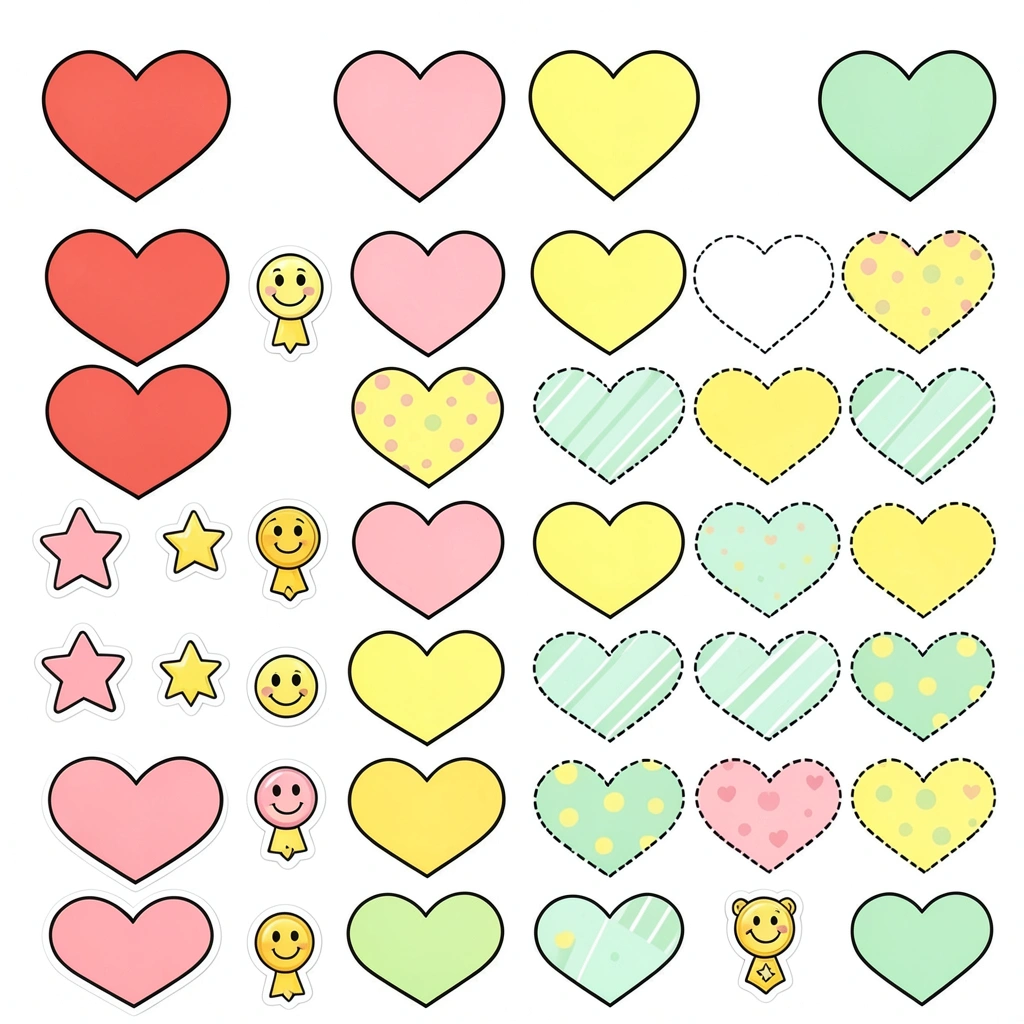 Szablony — papierowe serduszka i naklejki - Szablony - Dzień Mężczyzn