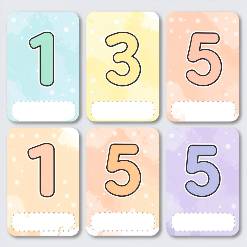 Duże karty z cyframi 1–5 - Szablony - Dzień Matematyki