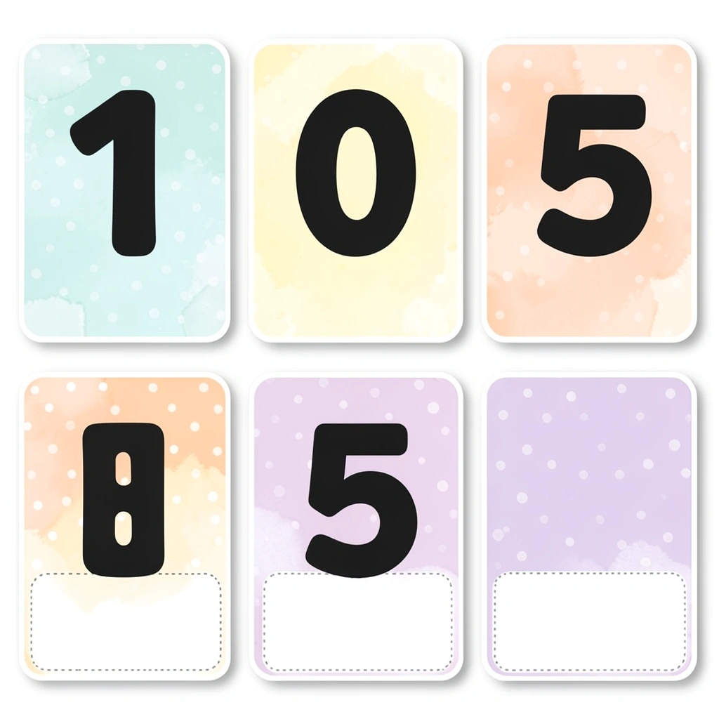Duże karty z cyframi 1–5 - Szablony - Dzień Matematyki