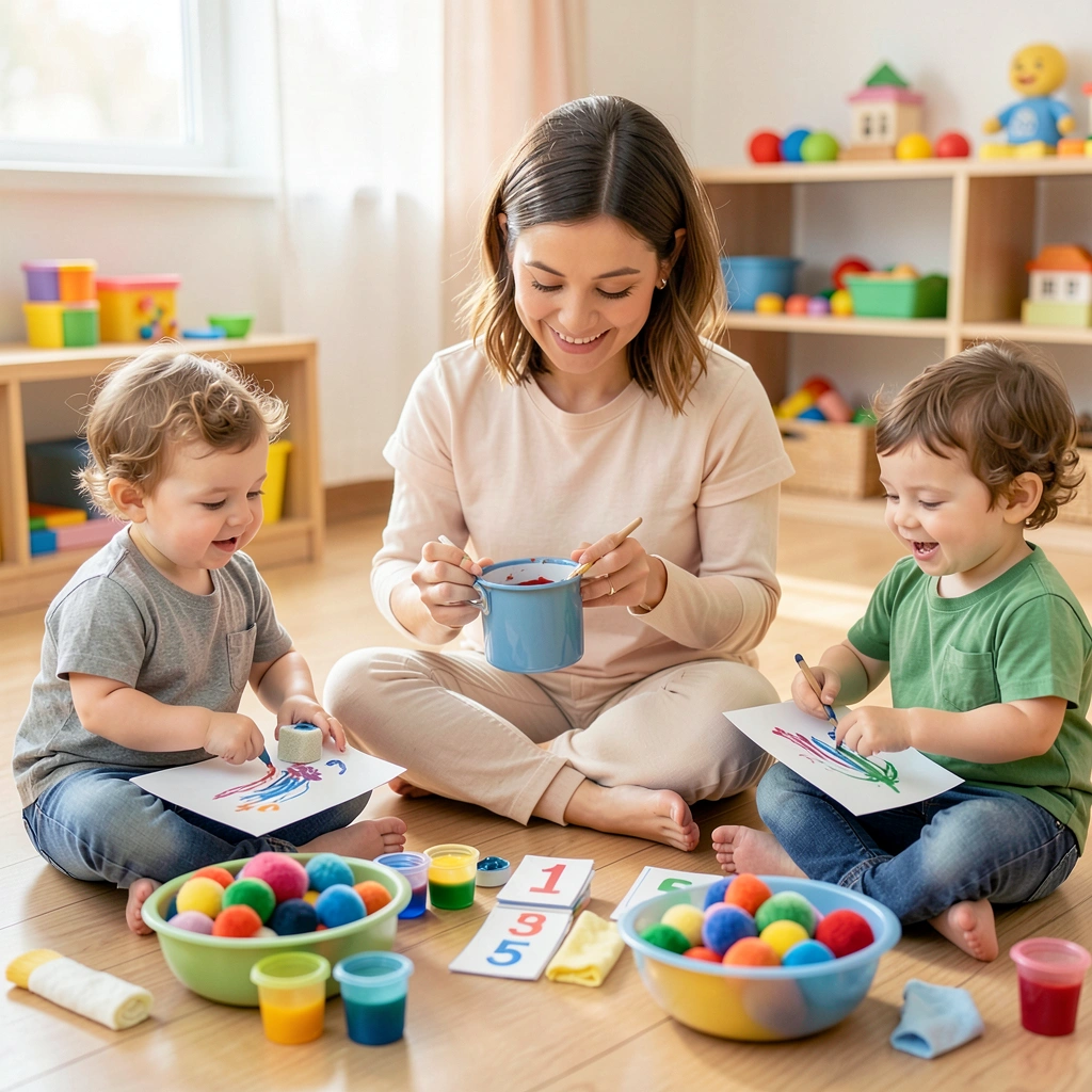 Scena: grupa dzieci robi plamy w kręgu - Materiały - Dzień Matematyki