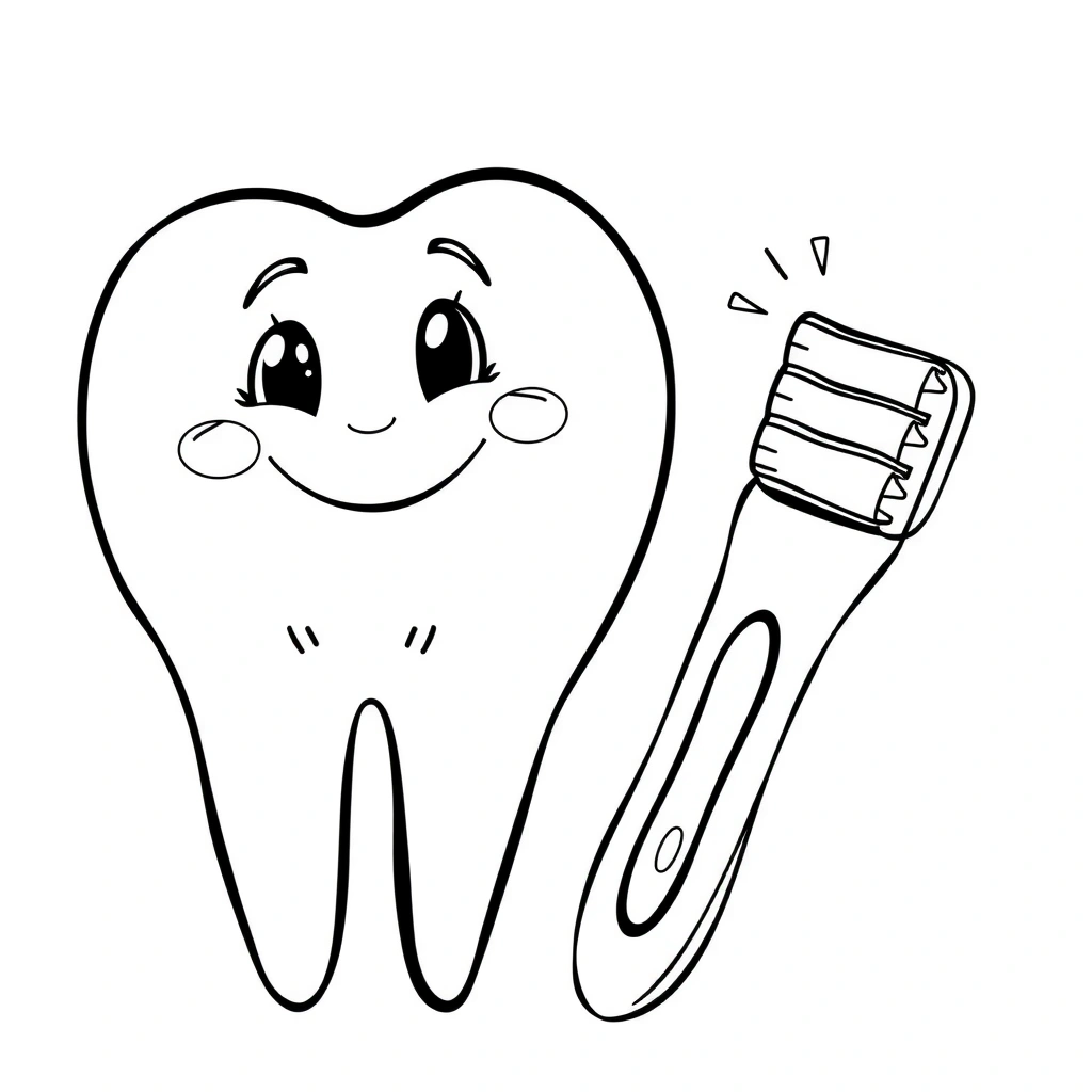 Kolorowanka — Ząbek i szczoteczka - Kolorowanki - Higiena Jamy Ustnej