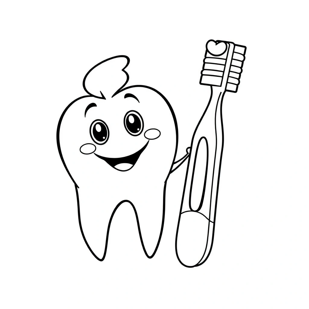 Kolorowanka — Ząbek i szczoteczka - Kolorowanki - Higiena Jamy Ustnej