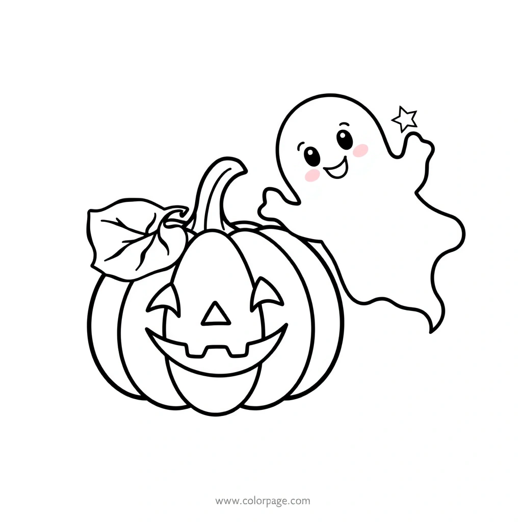 Kolorowanki: Dynia i Duch - Kolorowanki - Halloween