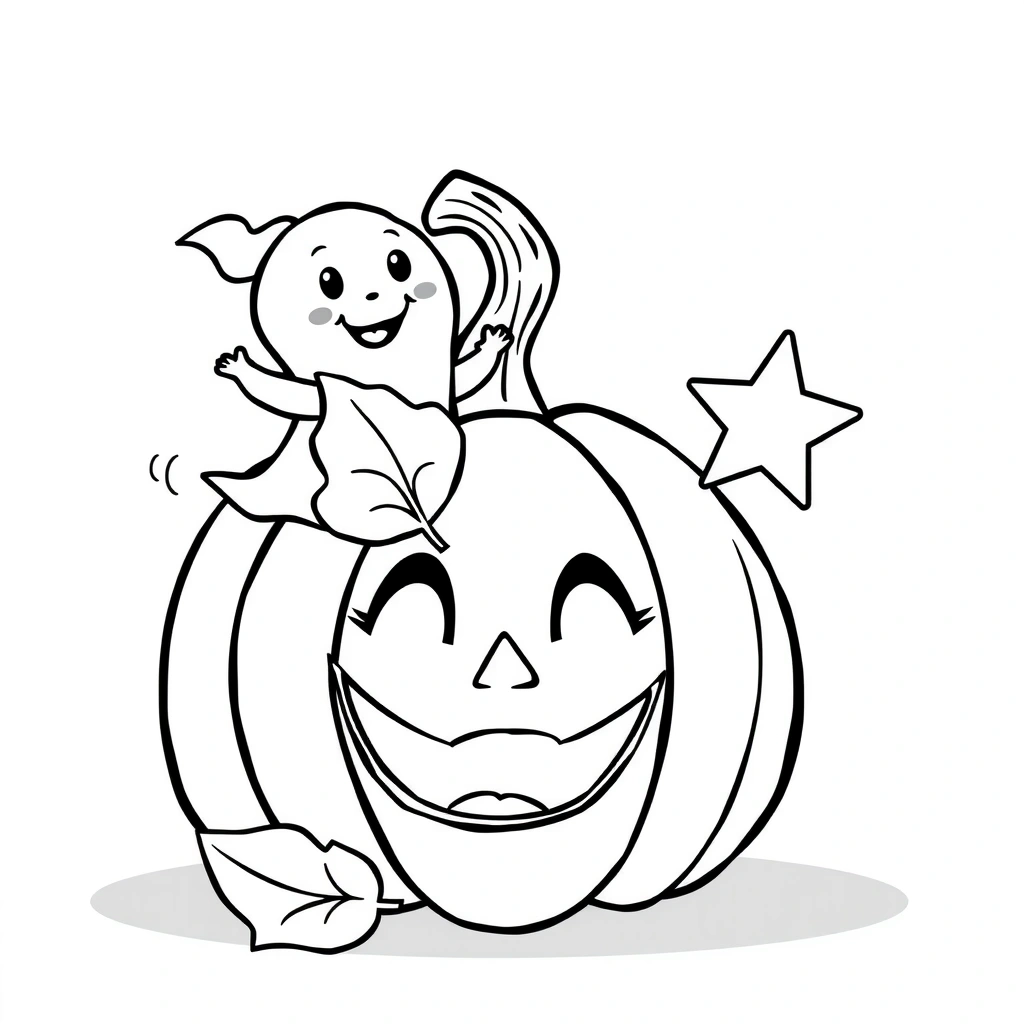 Kolorowanki: Dynia i Duch - Kolorowanki - Halloween