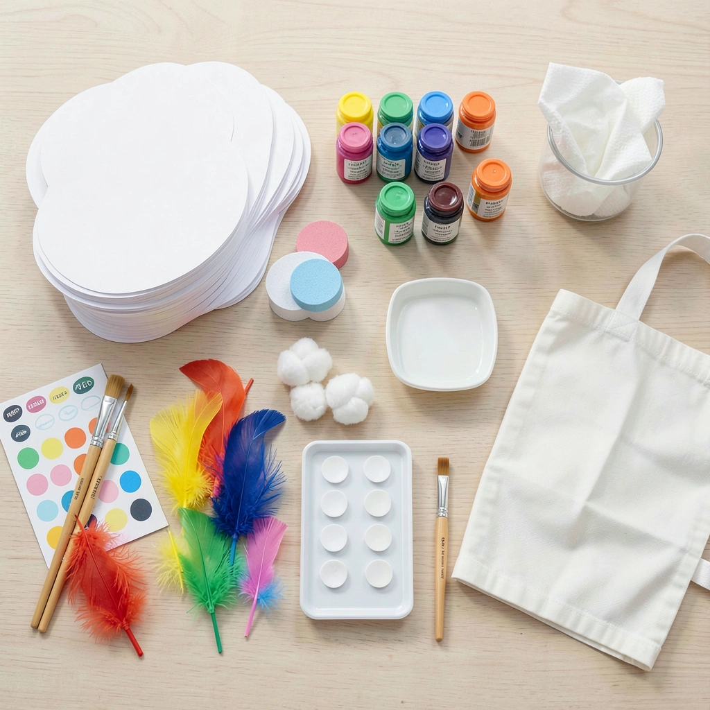 Zdjęcie materiałów — flatlay przygotowań - Materiały - Wielkanoc