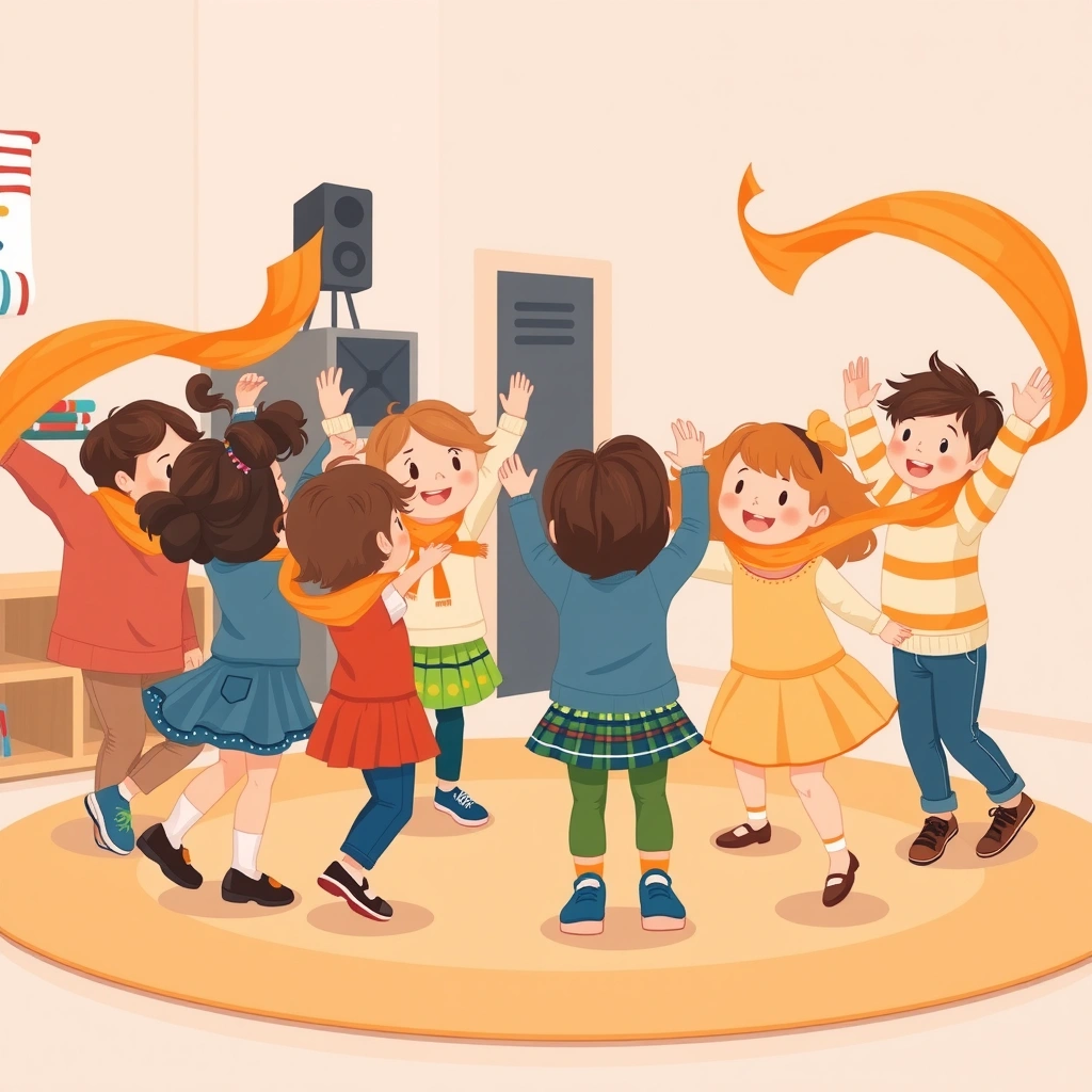 Ilustracja — Dyniowy taniec z apaszkami - Materiały - Dynia