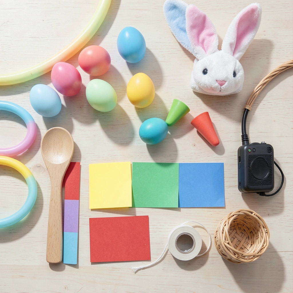 Widok z góry — materiały do zajęć (flat lay) - Szablony - Wielkanoc