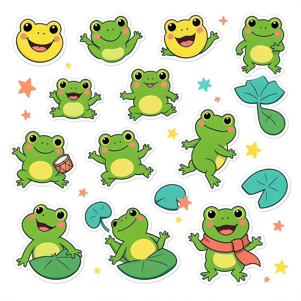 Arkusz naklejek — małe żabki - Szablony - Dzień Żaby
