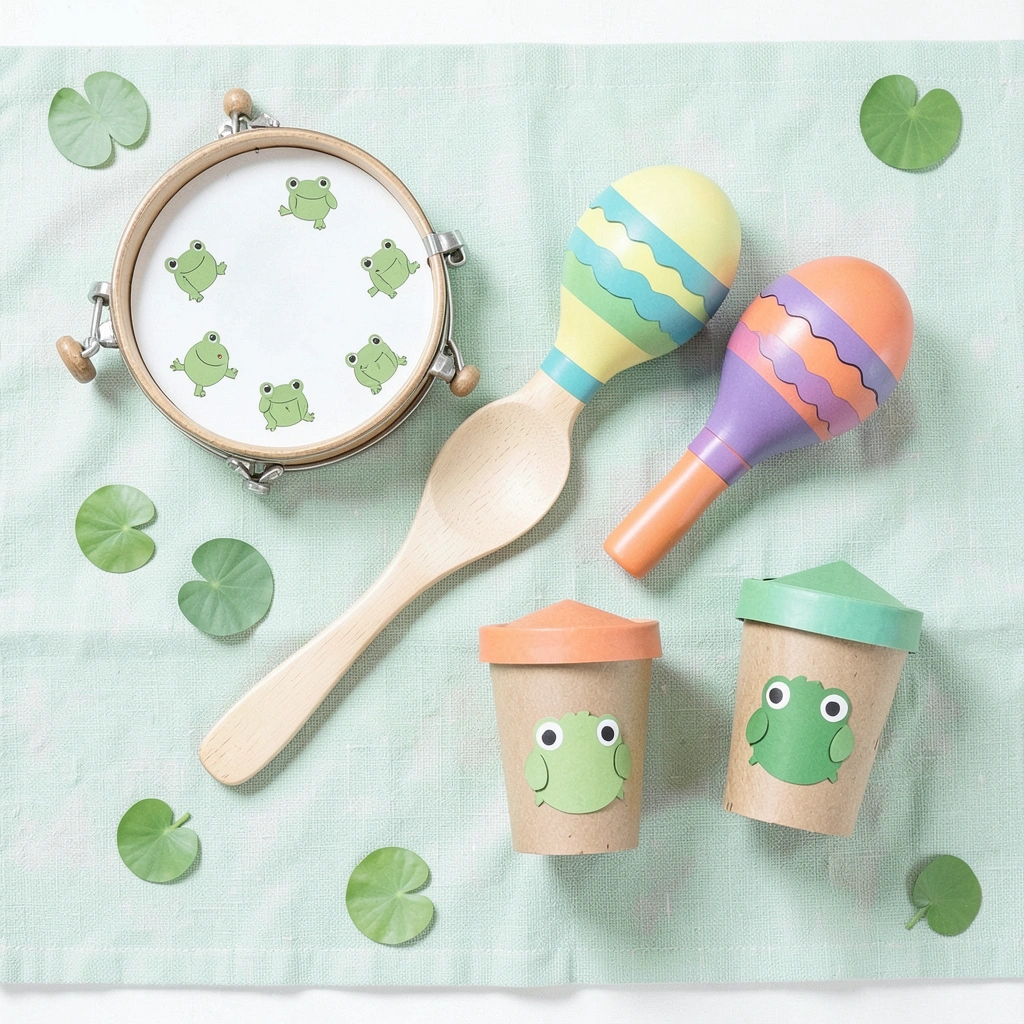 Ilustracja instrumentów — muzykowanie żabkowe - Materiały - Dzień Żaby