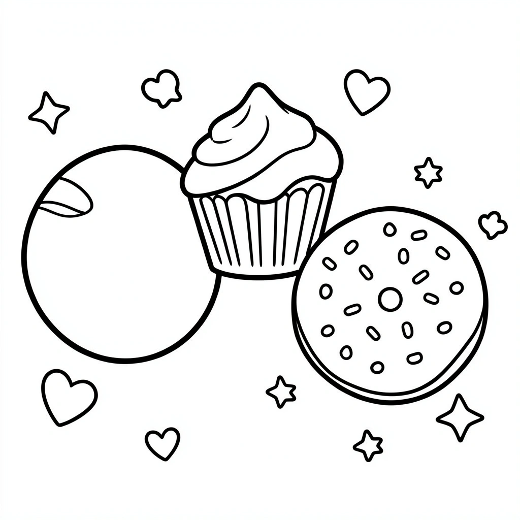 Kolorowanka — bułeczka i babeczka - Kolorowanki - Dzień Piekarza i Cukiernika