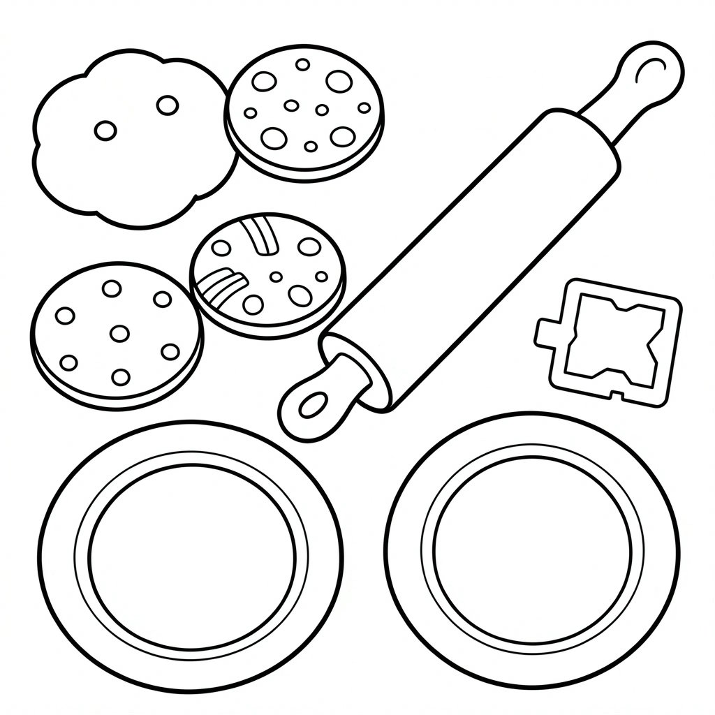Kolorowanka: bułeczki, ciasteczka i narzędzia - Kolorowanki - Dzień Piekarza i Cukiernika