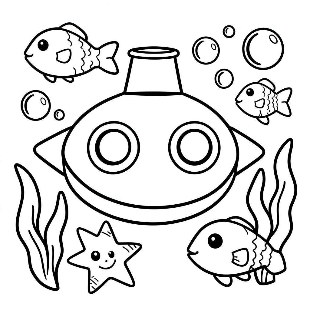 Kolorowanka — Łódź podwodna - Kolorowanki - Dzień Łodzi Podwodnej